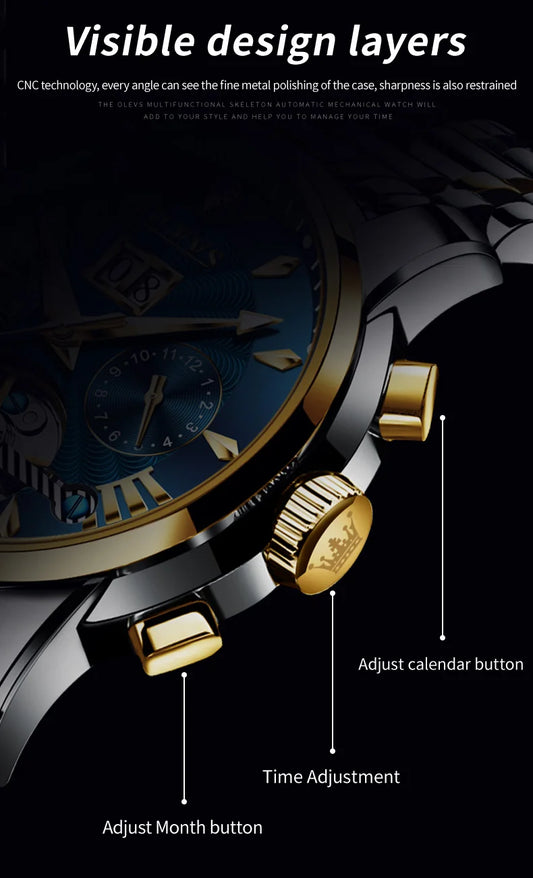 Ptolemy Mechanical Watch – Hollow Design, Moonphase & Luminous Precision