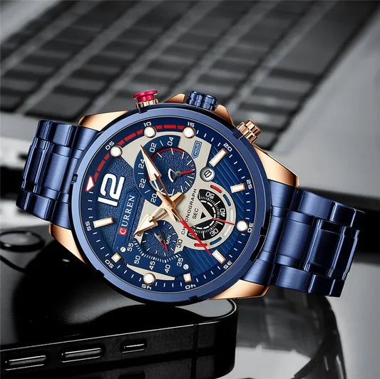 Hadrian Chrono Watch – Military Sport, Waterproof & Stainless Steel Elegance
