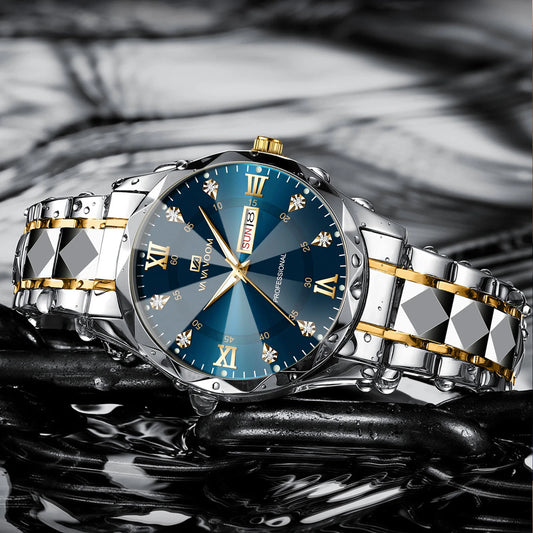 Julius Caesar Diamond Watch – 41MM Luxury, Night Glow & Dual Calendar