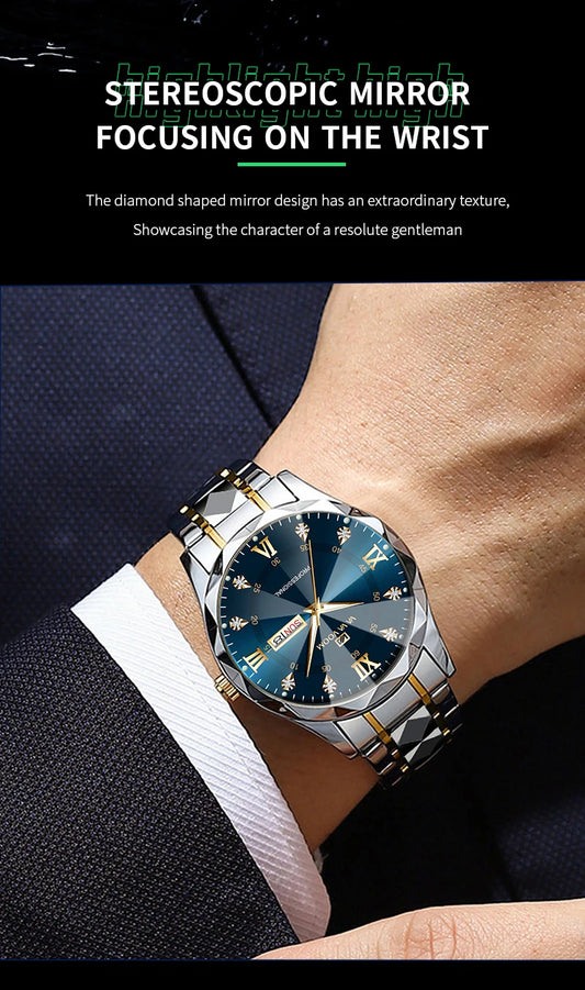 Julius Caesar Diamond Watch – 41MM Luxury, Night Glow & Dual Calendar