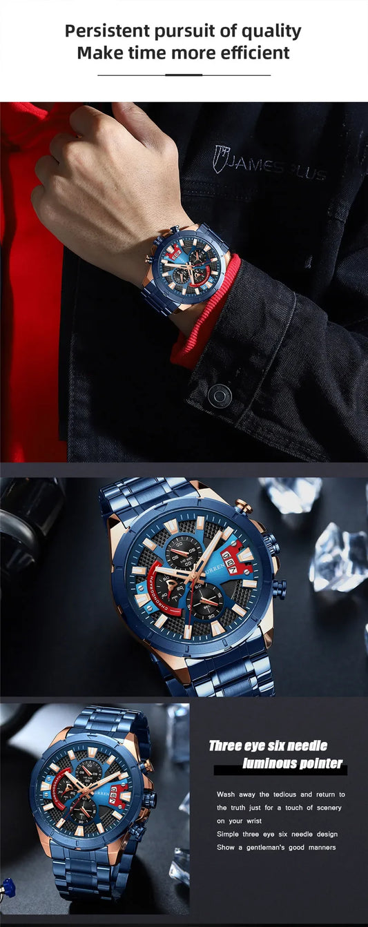 Hadrian Chrono Watch – Military Sport, Waterproof & Stainless Steel Elegance
