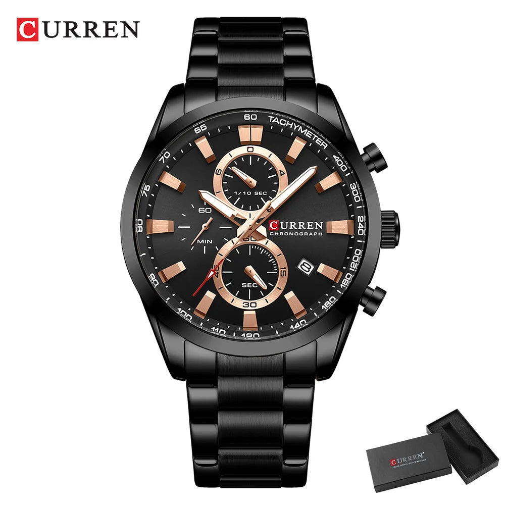 Flavius Chrono Watch – Sporty Elegance, Stainless Steel & Date Display