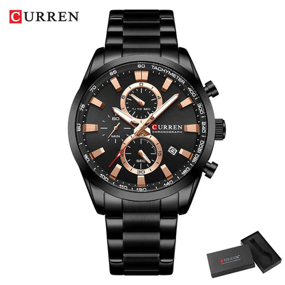 Flavius Chrono Watch – Sporty Elegance, Stainless Steel & Date Display