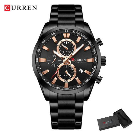 Flavius Chrono Watch – Sporty Elegance, Stainless Steel & Date Display