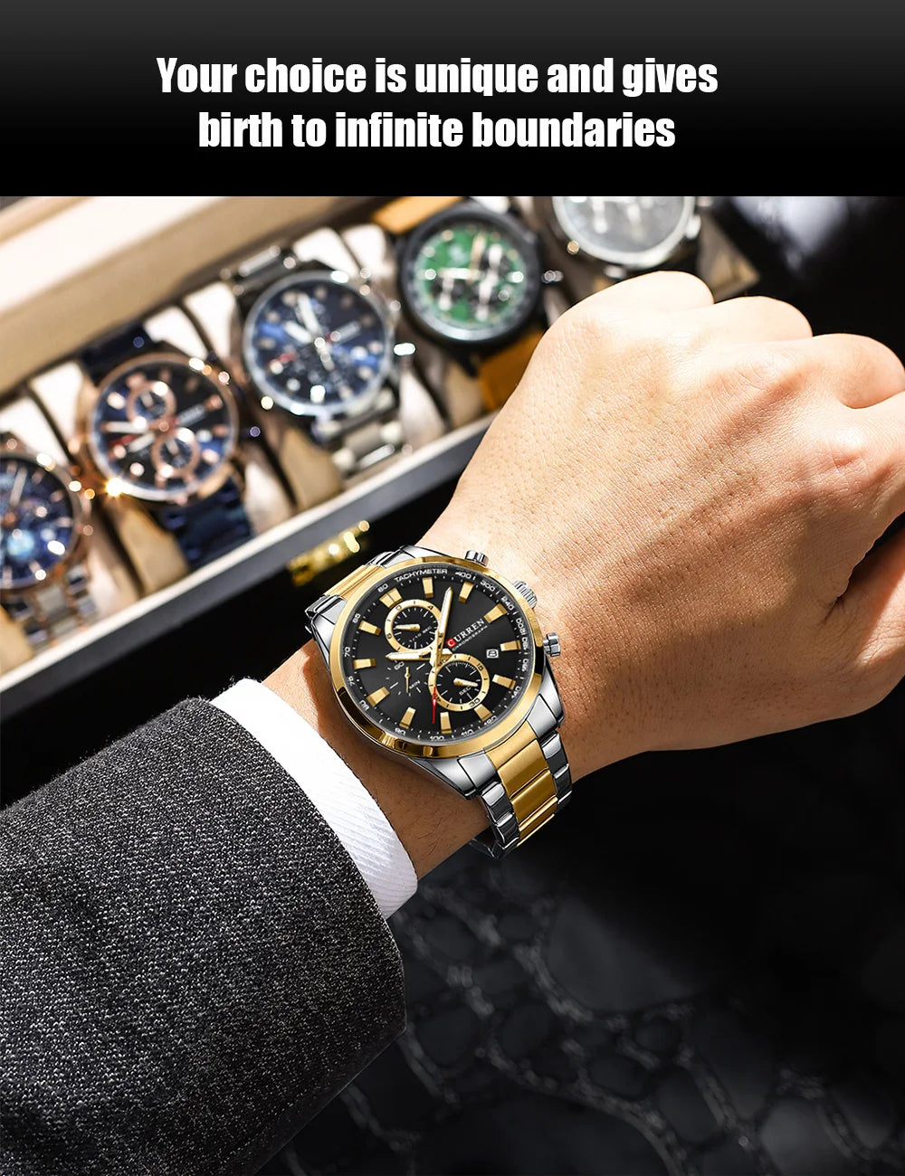 Flavius Chrono Watch – Sporty Elegance, Stainless Steel & Date Display