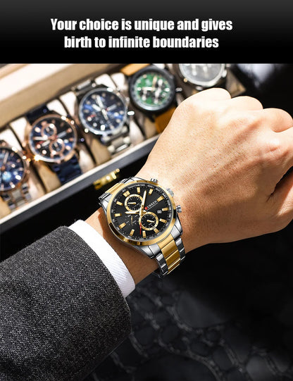 Flavius Chrono Watch – Sporty Elegance, Stainless Steel & Date Display