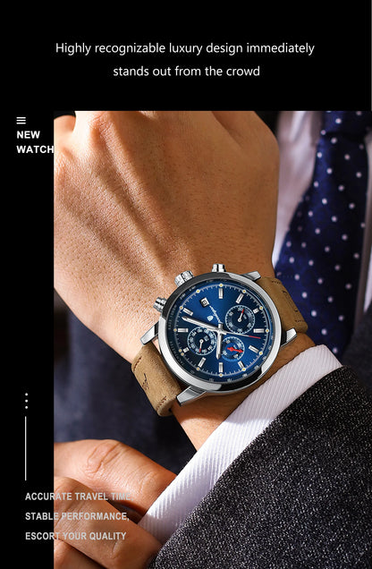 Scipio Chrono Watch – Luxury, Waterproof, Luminous & Leather Date Design