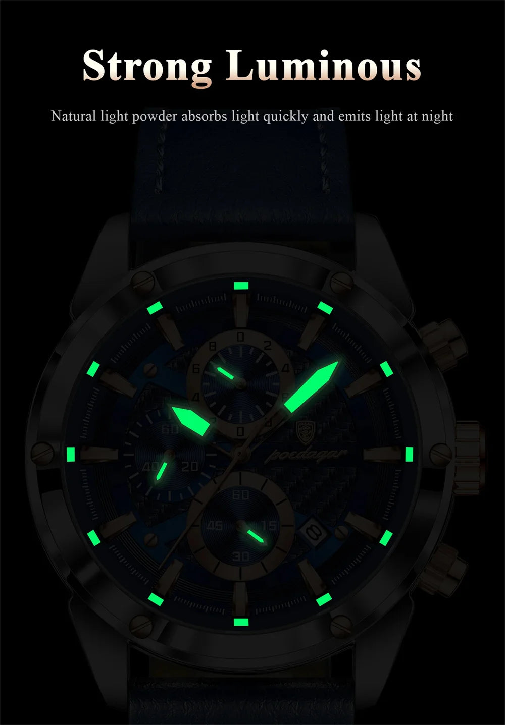 Maximus Sport Watch – Military Style, Waterproof, Luminous & Leather Quartz Chrono
