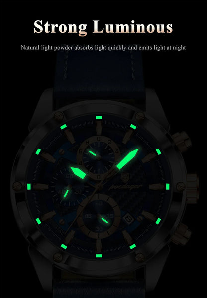 Maximus Sport Watch – Military Style, Waterproof, Luminous & Leather Quartz Chrono