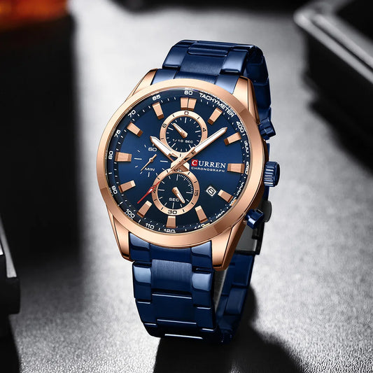 Flavius Chrono Watch – Sporty Elegance, Stainless Steel & Date Display