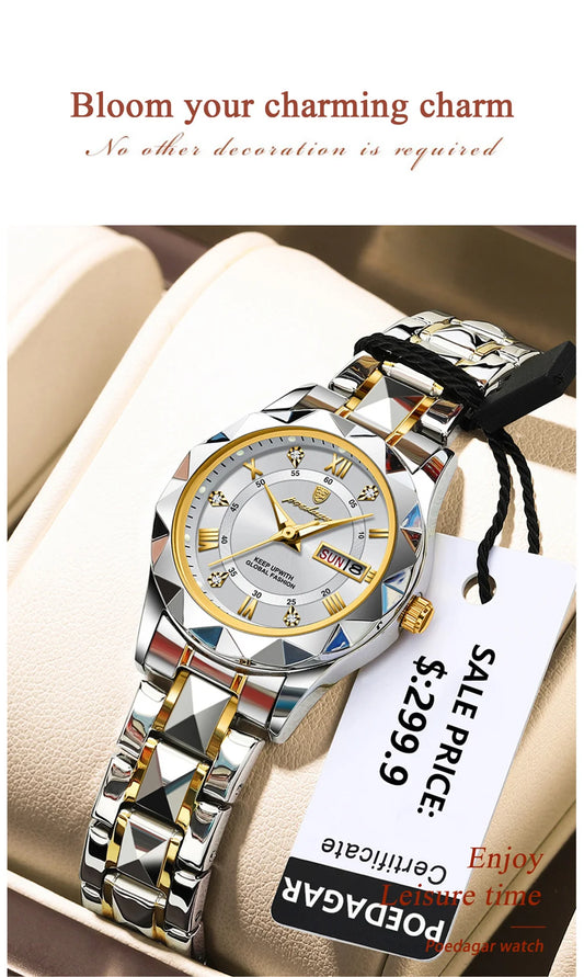 Seneca Edelstahl Elegante Damen Uhr