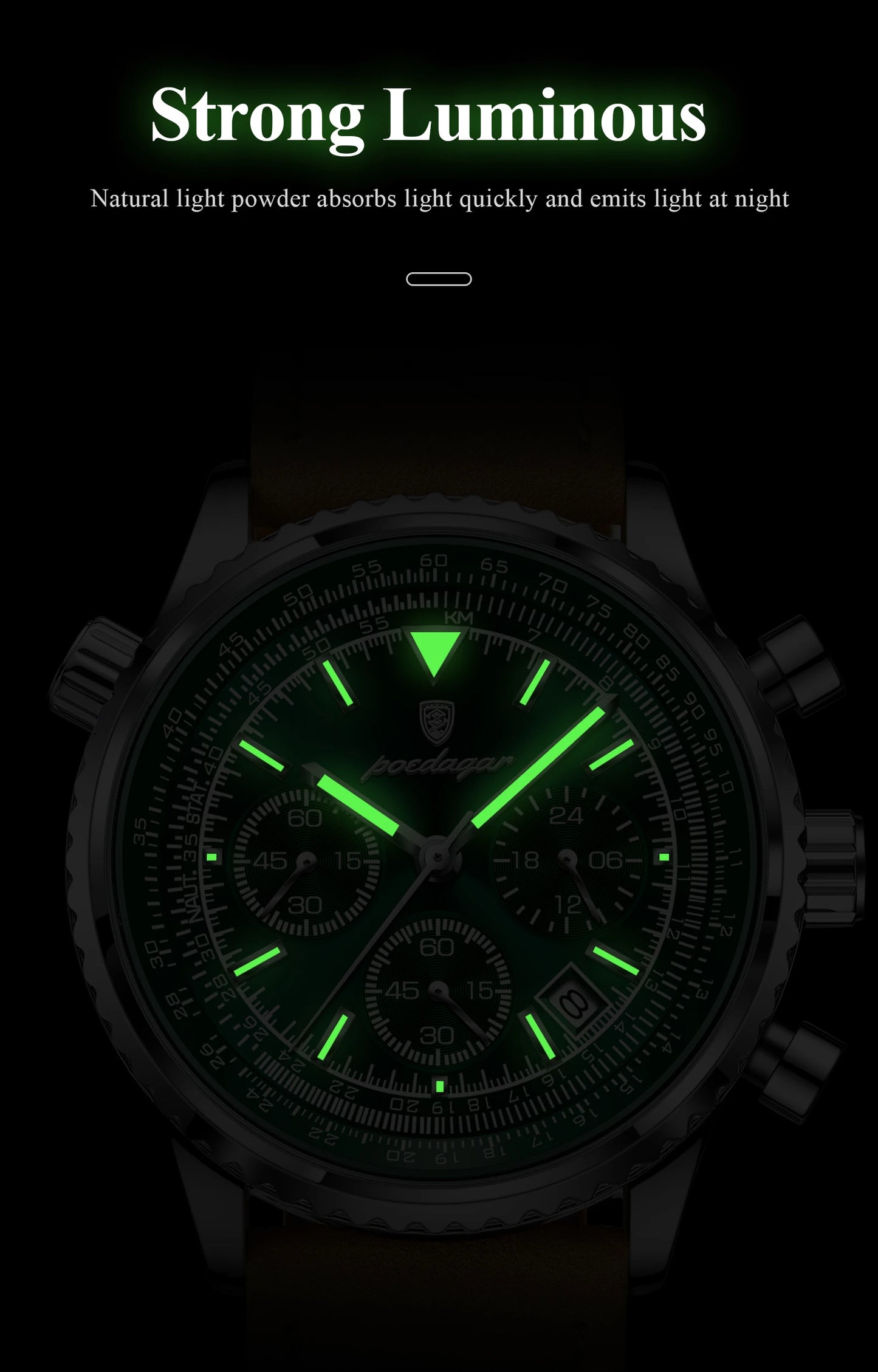 Charon Luxus Herren uhr  Wasserdicht Chronograph Leder