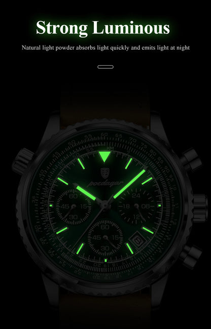 Charon Luxus Herren uhr  Wasserdicht Chronograph Leder