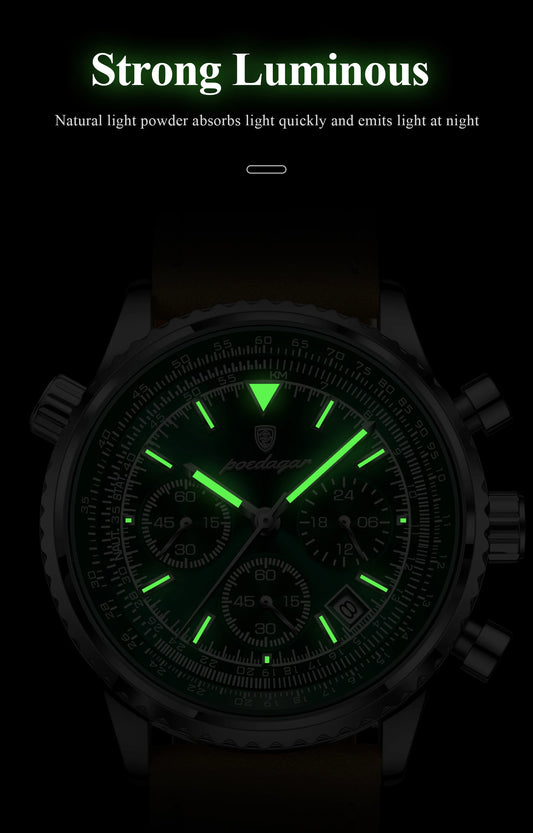 Charon Luxus Herren uhr  Wasserdicht Chronograph Leder