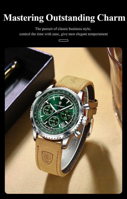Charon Luxus Herren uhr  Wasserdicht Chronograph Leder