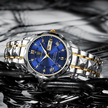 Zephyros Quartz Watch – Green Dial, Waterproof & Luminous Steel Design