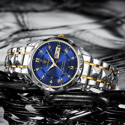 Zephyros Quartz Watch – Green Dial, Waterproof & Luminous Steel Design