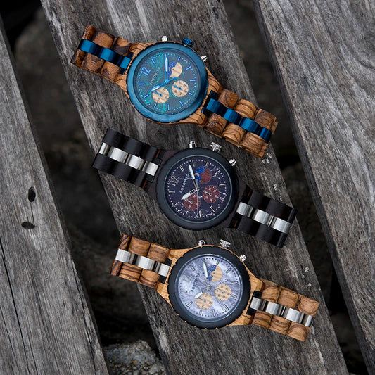 Diomedes Wooden Watch – Luxury Chronograph, Military Quartz Precision