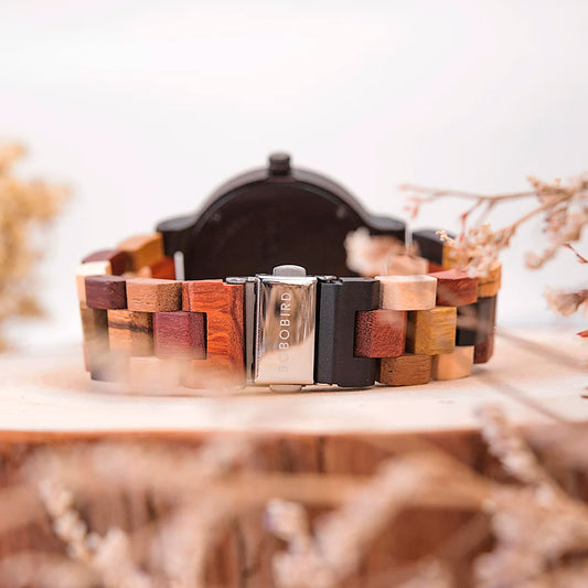Orpheus Wooden Watch – Colorful Quartz, Week Date & Couple’s Gift