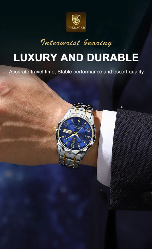 Zephyros Quartz Watch – Green Dial, Waterproof & Luminous Steel Design