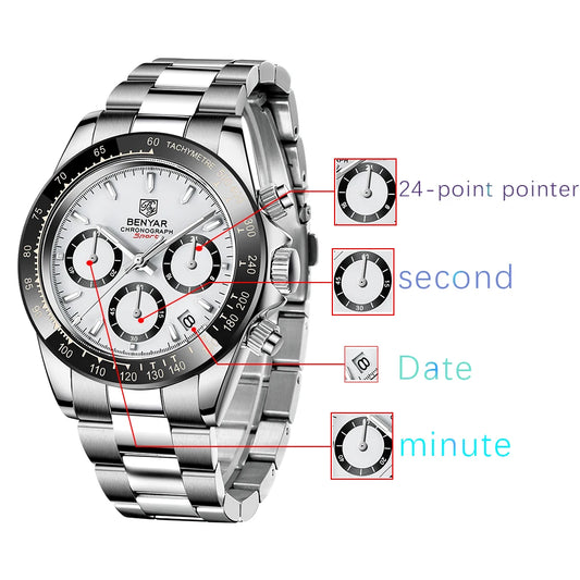 Augustus Chrono Watch – Luxury Steel, Waterproof & Precision Quartz