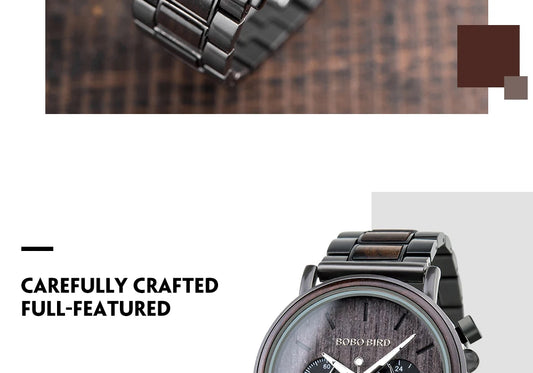 Tiberius Holz Stil Herren Uhr