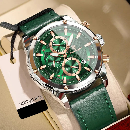 Maximus Sport Watch – Military Style, Waterproof, Luminous & Leather Quartz Chrono