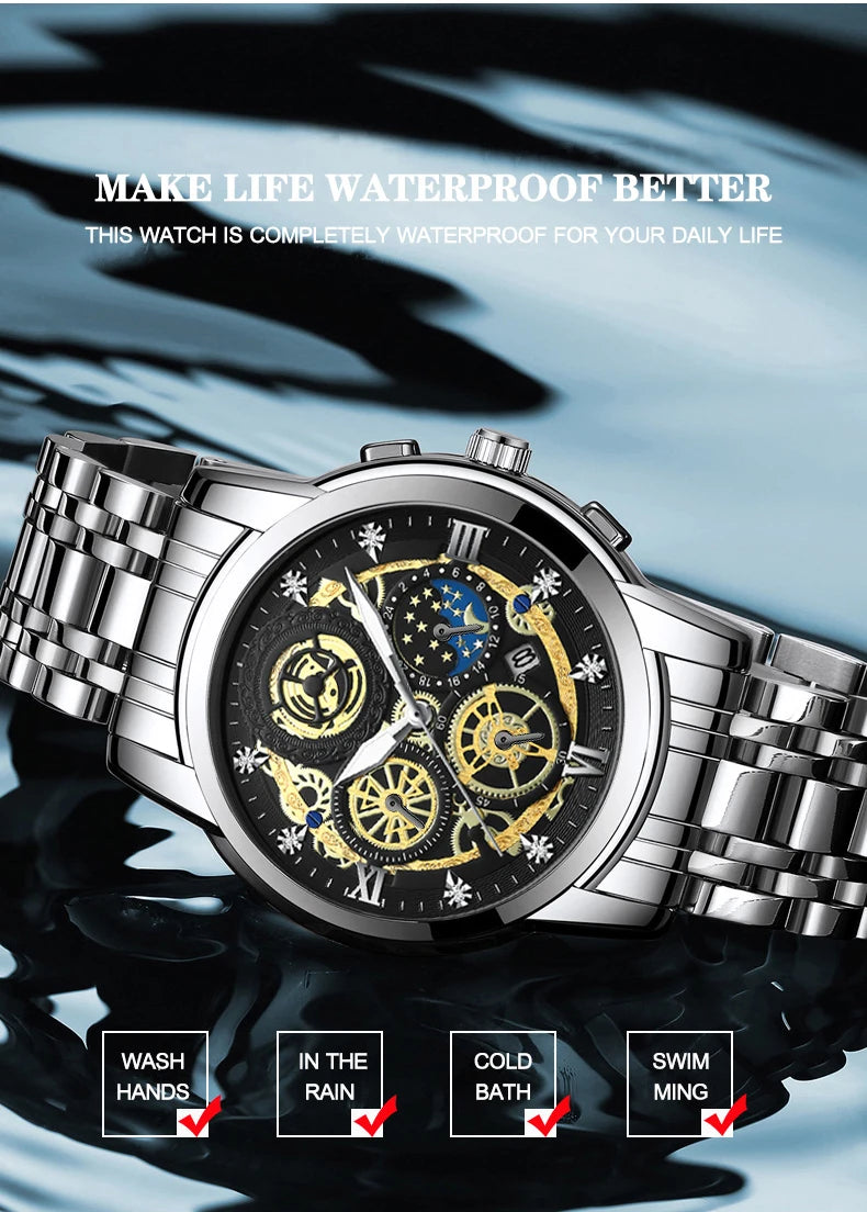 Seneca Quartz Watch – Stainless Steel, Luminous Dial & Waterproof Elegance