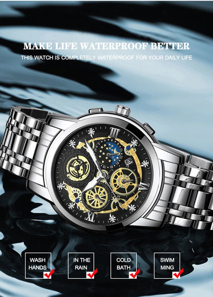 Seneca Quartz Watch – Stainless Steel, Luminous Dial & Waterproof Elegance