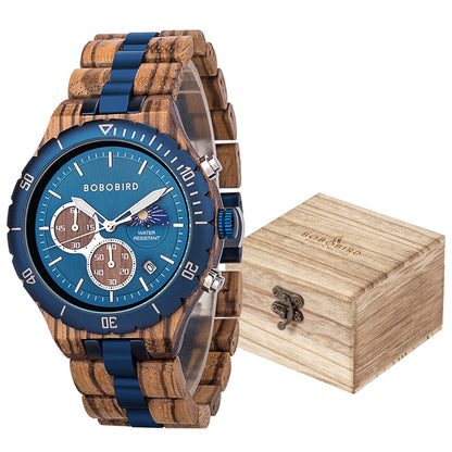 Diomedes Wooden Watch – Luxury Chronograph, Military Quartz Precision