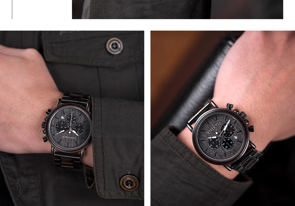 Tiberius Holz Stil Herren Uhr