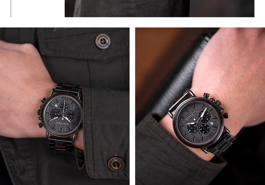 Tiberius Holz Stil Herren Uhr