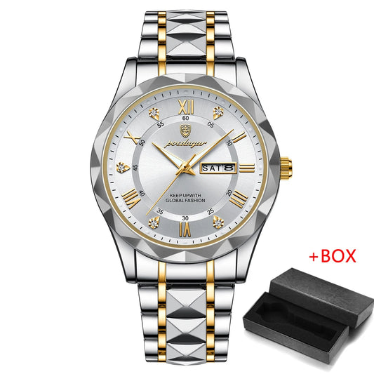 Zephyros Quartz Watch – Green Dial, Waterproof & Luminous Steel Design