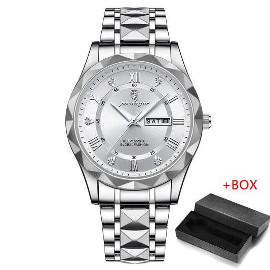 Zephyros Quartz Watch – Green Dial, Waterproof & Luminous Steel Design