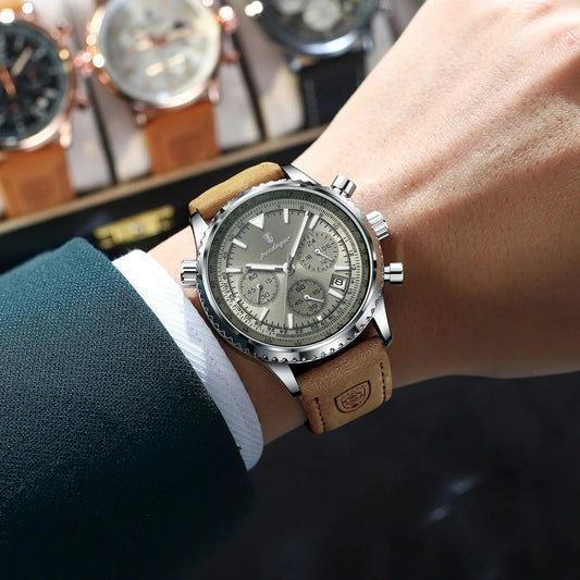 Hector Chrono Watch – Fashion Quartz, Waterproof & Luminous Leather Design