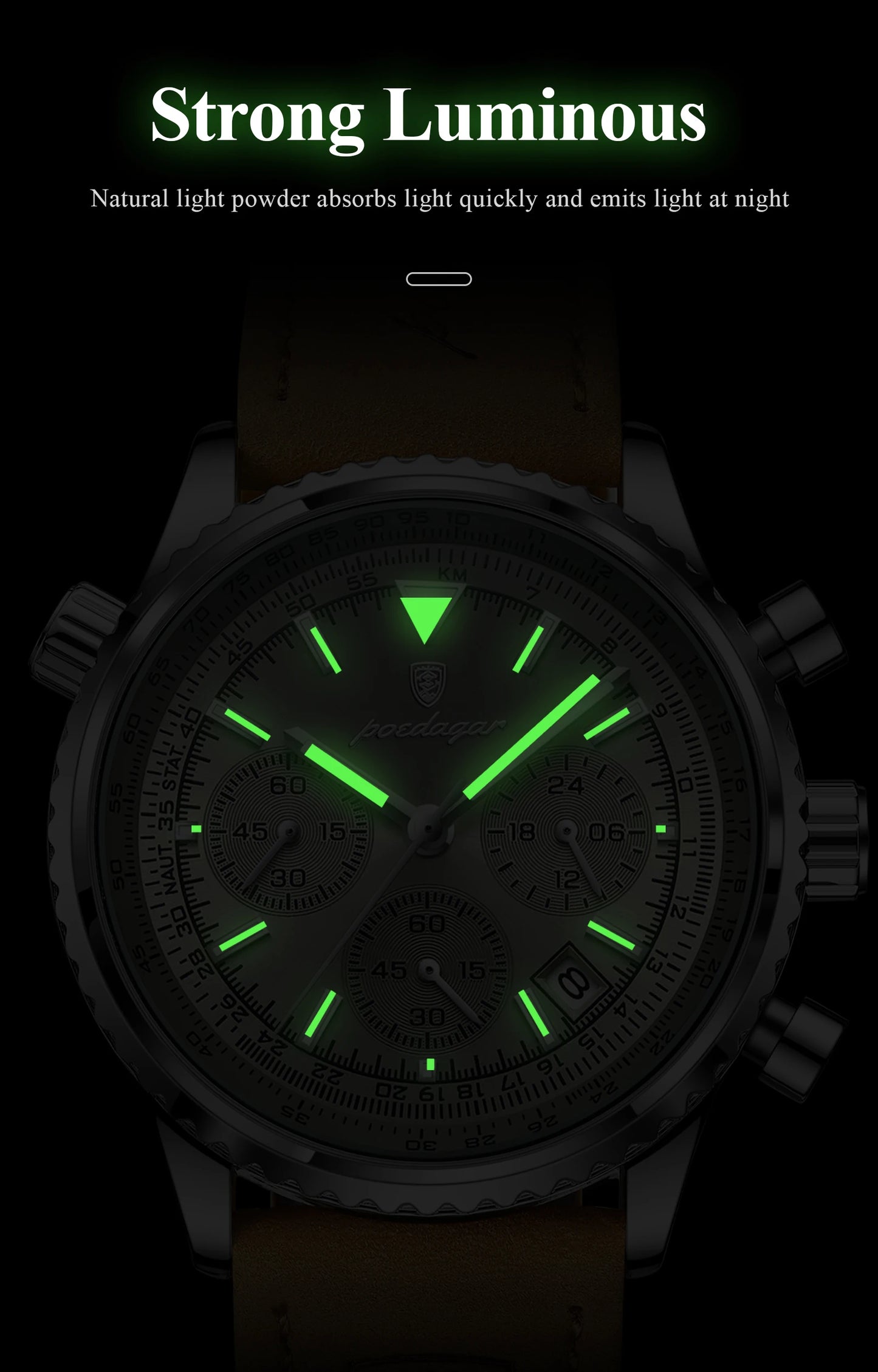 Hector Chrono Watch – Fashion Quartz, Waterproof & Luminous Leather Design