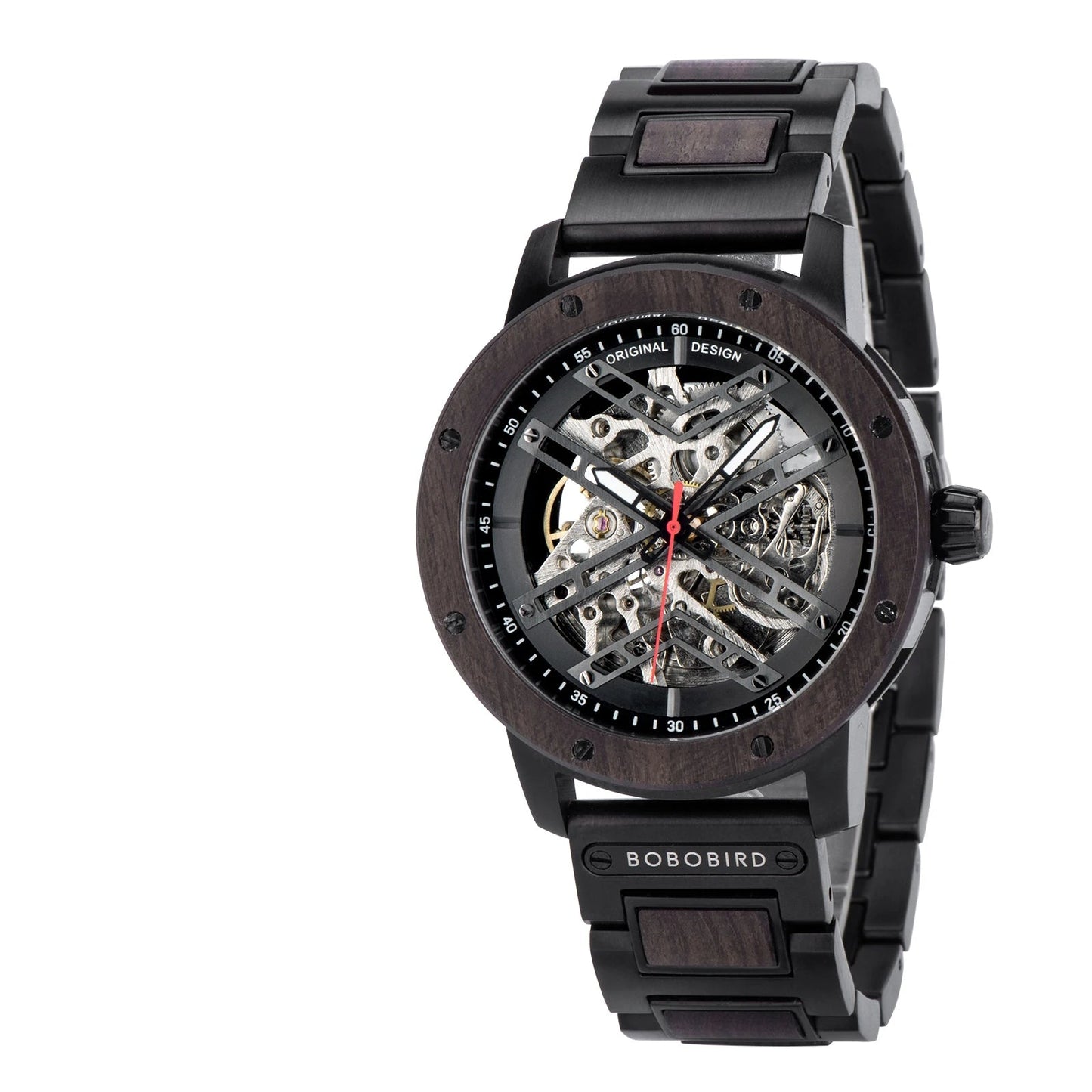 Heraclitus Wooden Watch – Mechanical Skeleton, Engraved Elegance & Luxury Gift