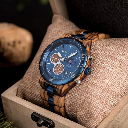 Diomedes Wooden Watch – Luxury Chronograph, Military Quartz Precision