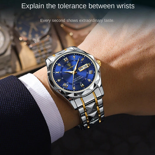 Zephyros Quartz Watch – Green Dial, Waterproof & Luminous Steel Design