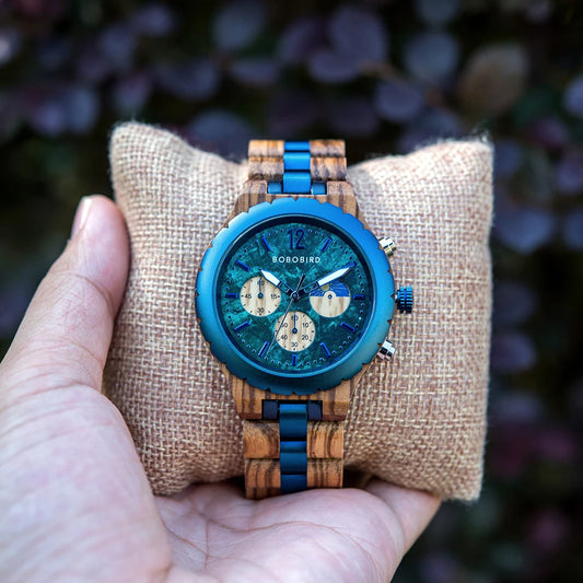 Diomedes Wooden Watch – Luxury Chronograph, Military Quartz Precision