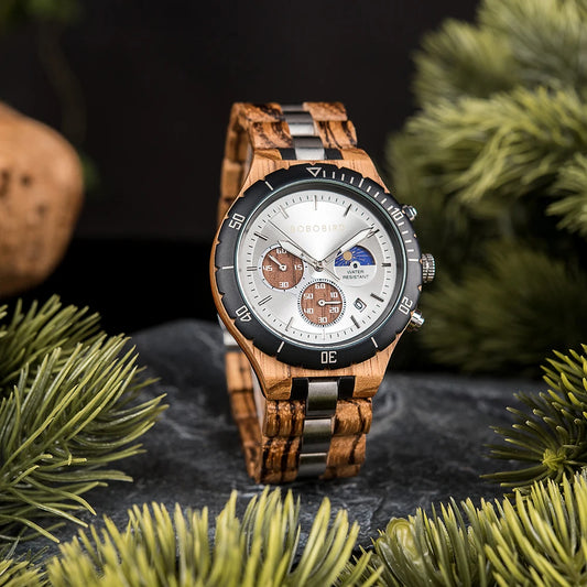 Diomedes Wooden Watch – Luxury Chronograph, Military Quartz Precision