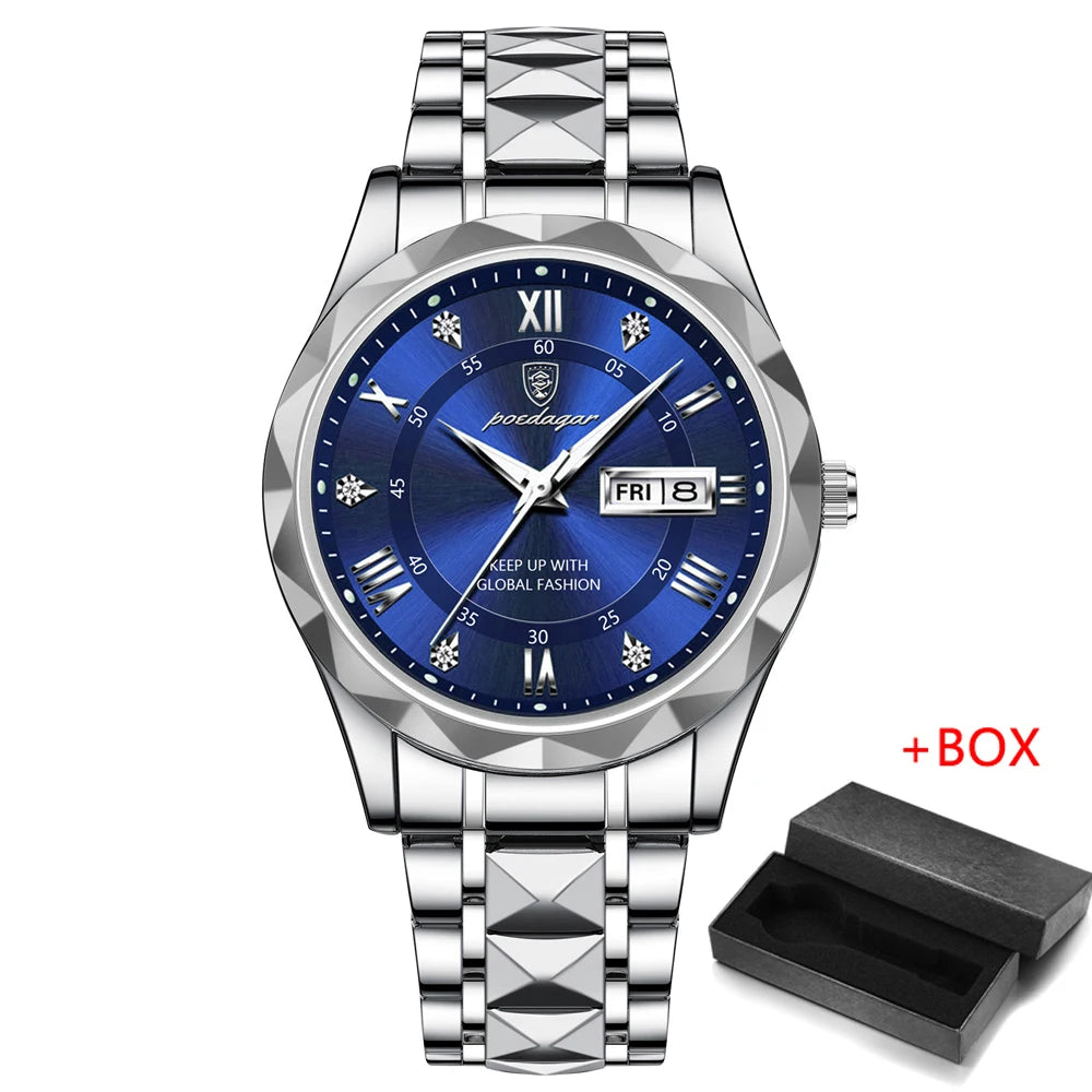 Zephyros Quartz Watch – Green Dial, Waterproof & Luminous Steel Design