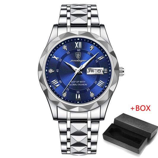 Zephyros Quartz Watch – Green Dial, Waterproof & Luminous Steel Design