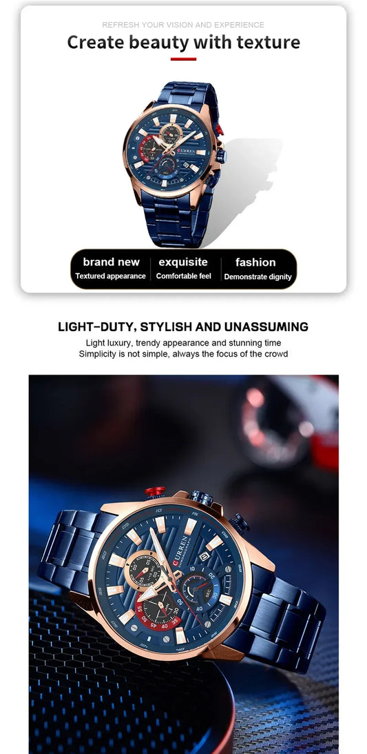 Quintus Chrono Watch – Military Sport, Waterproof & Classic Steel Design