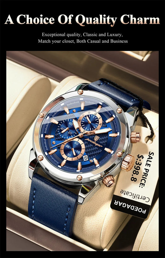 Maximus Sport Watch – Military Style, Waterproof, Luminous & Leather Quartz Chrono