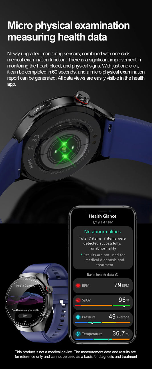 SmartWatch Genny - 2024 Gesundheits-Smartwatch | EKG, Blutzucker, Herzfrequenz, Blutdruck