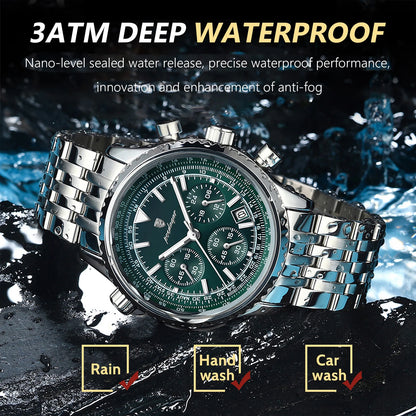 Kronos Luxus Uhr Edelstahl für Herren Wasserdicht