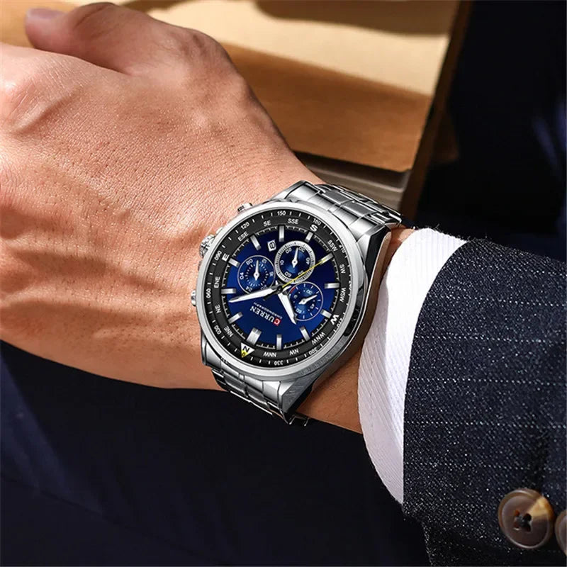 Cassius Chrono Watch – Military Sport, Waterproof & Silver Steel Design