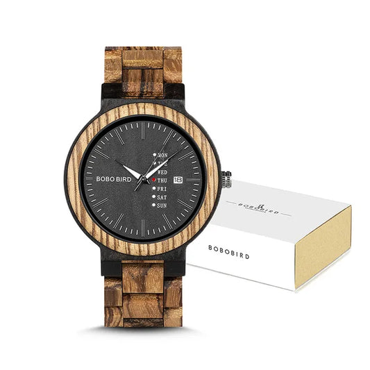 Orpheus Wooden Watch – Colorful Quartz, Week Date & Couple’s Gift
