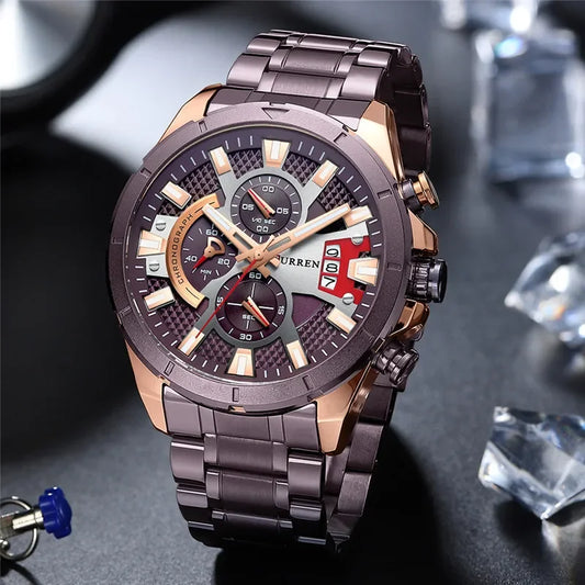 Hadrian Chrono Watch – Military Sport, Waterproof & Stainless Steel Elegance